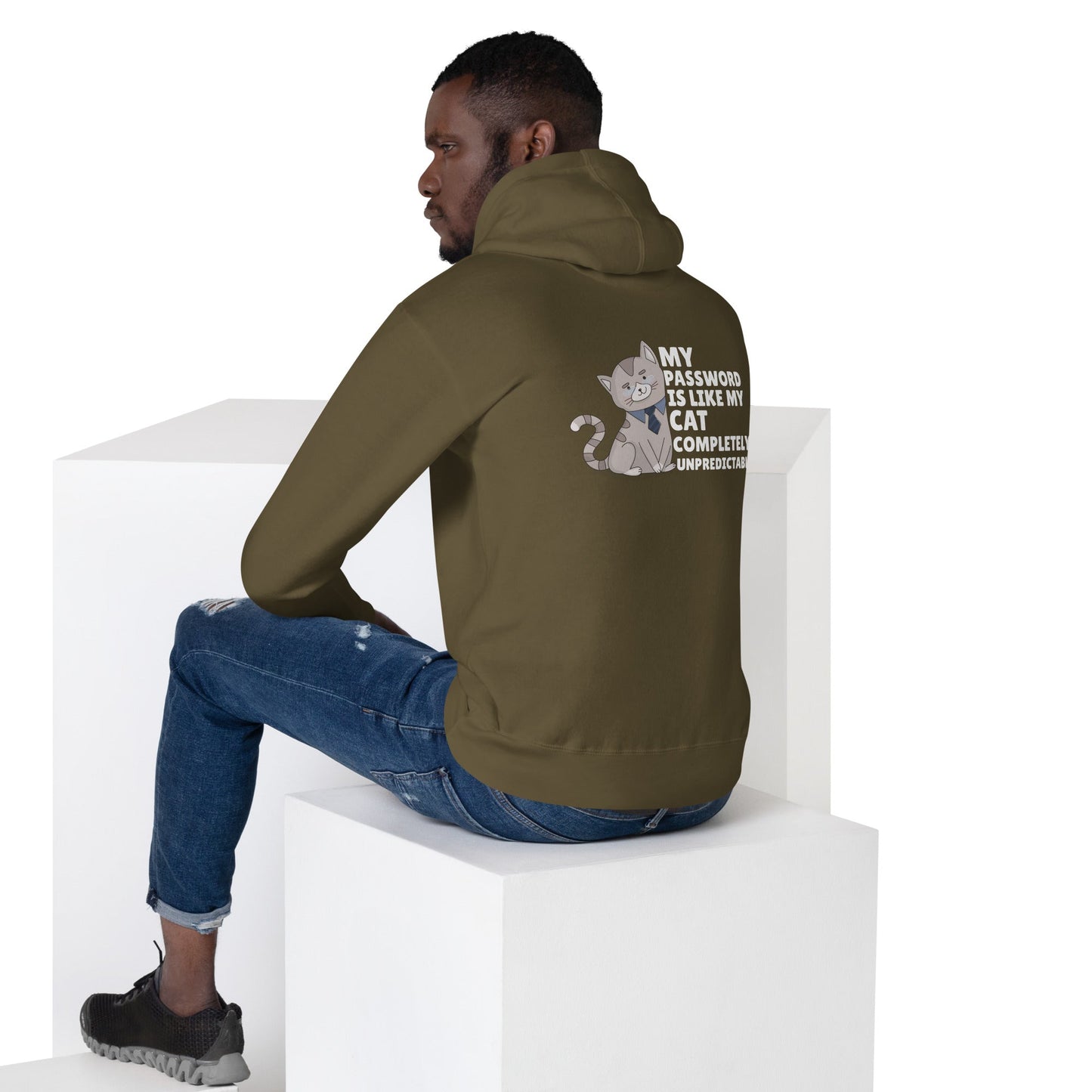 My password is like my cat completely unpredictable - Unisex Hoodie by DarkByteGear