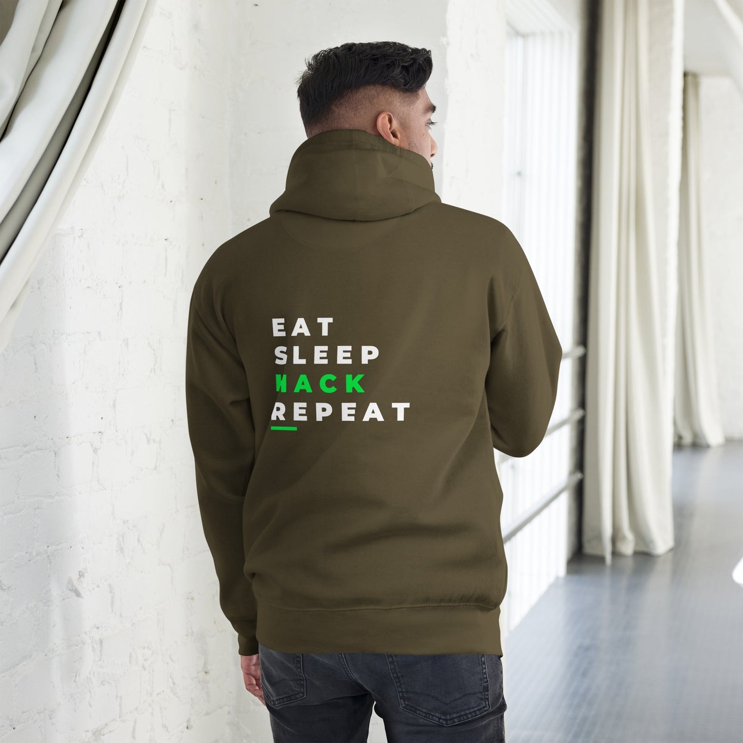 Eat, Sleep, Hack, Repeat V2 - Unisex Hoodie ( Back Print ) by DarkByteGear