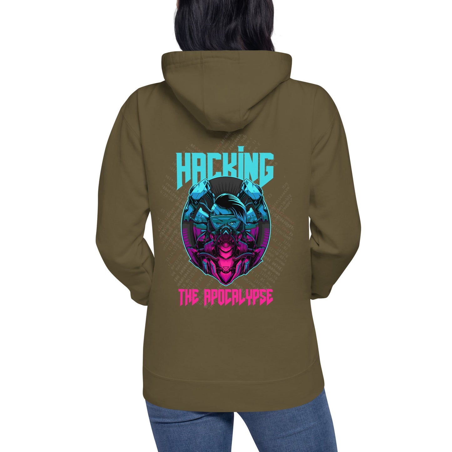 Hacking the apocalypse V2 - Unisex Hoodie ( Back Print ) by DarkByteGear
