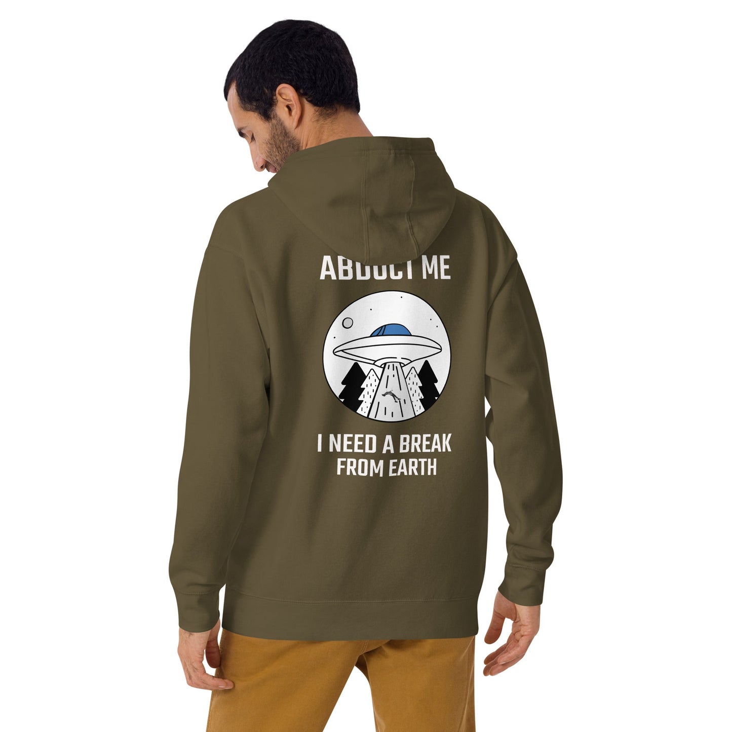 Abduct me, I need a break from Earth - Unisex Hoodie (back print) by DarkByteGear