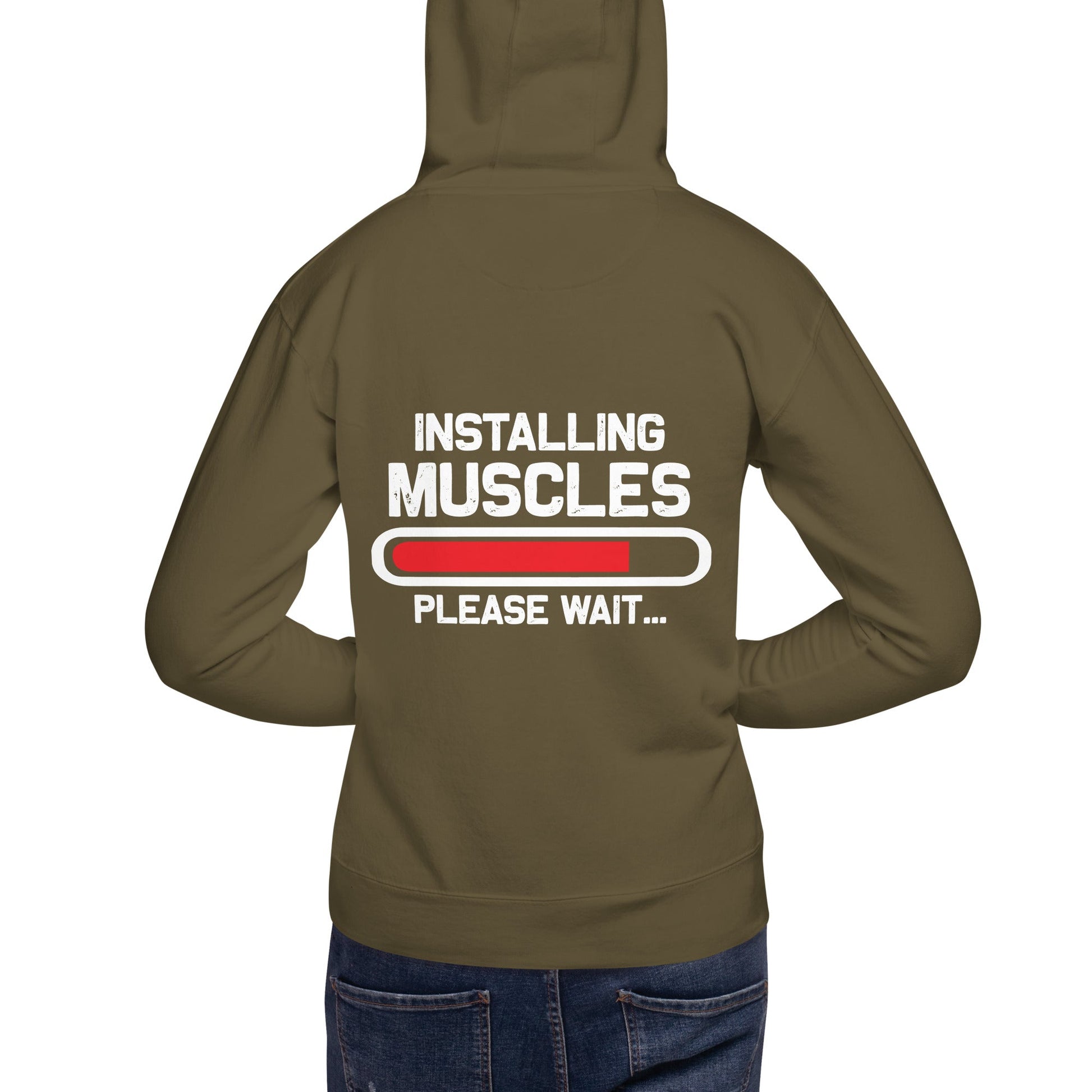 Installing Muscles Please Wait.... - Unisex Hoodie ( Back Print ) by DarkByteGear