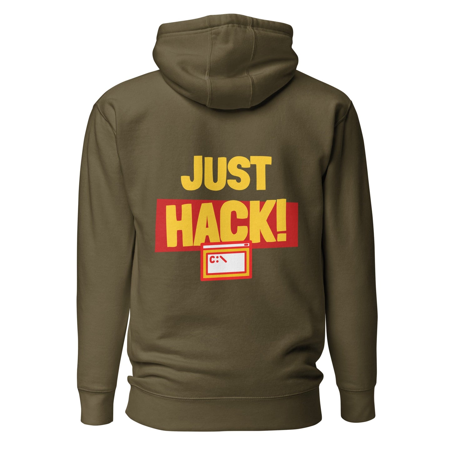 Just Hack (Yellow Text) - Unisex Hoodie ( Back Print ) by DarkByteGear