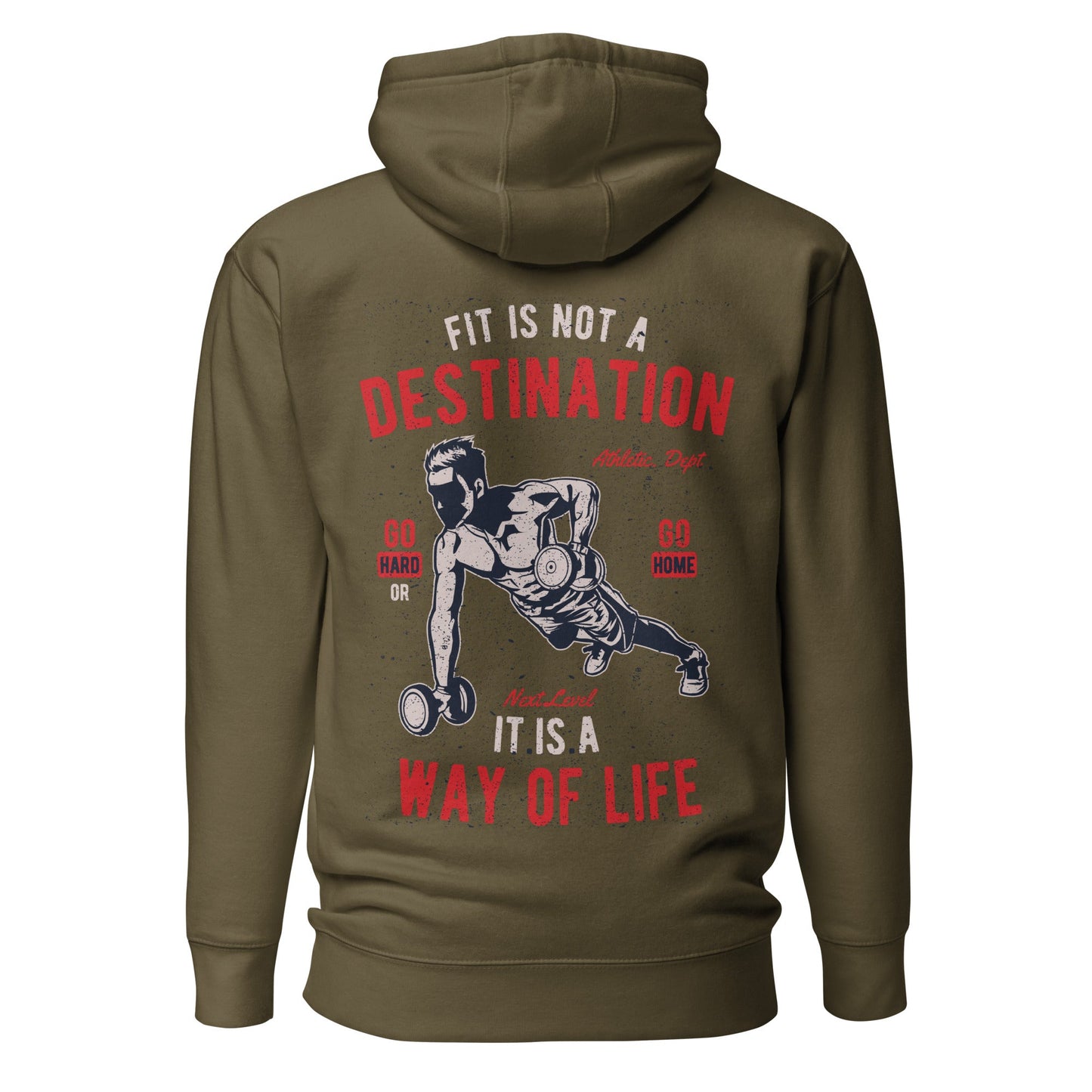 Fit is not a destination: it is a way of life - Unisex Hoodie ( Back Print ) by DarkByteGear
