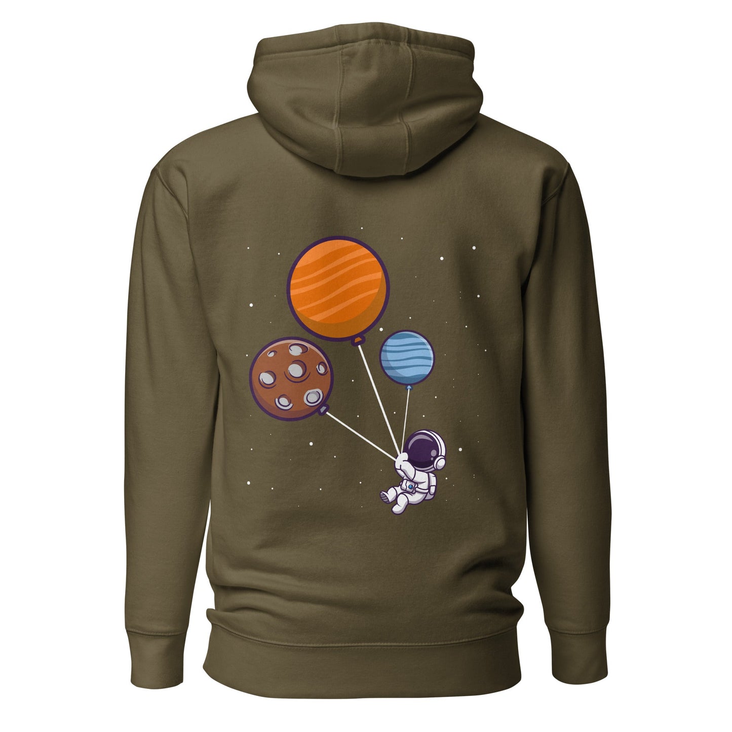 Astronaut with Balloons in Space - Unisex Hoodie ( Back Print ) by DarkByteGear