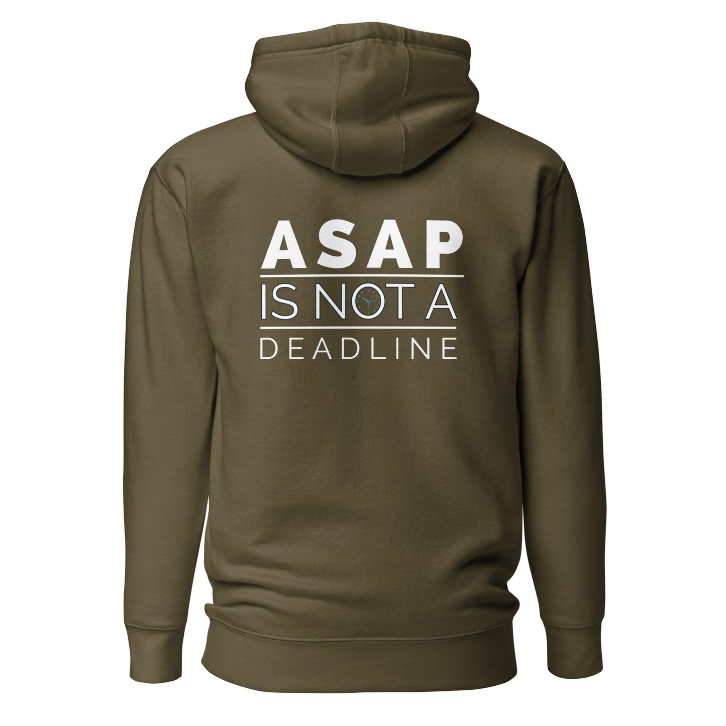 ASAP is not a deadline - Unisex Hoodie (back print) by DarkByteGear