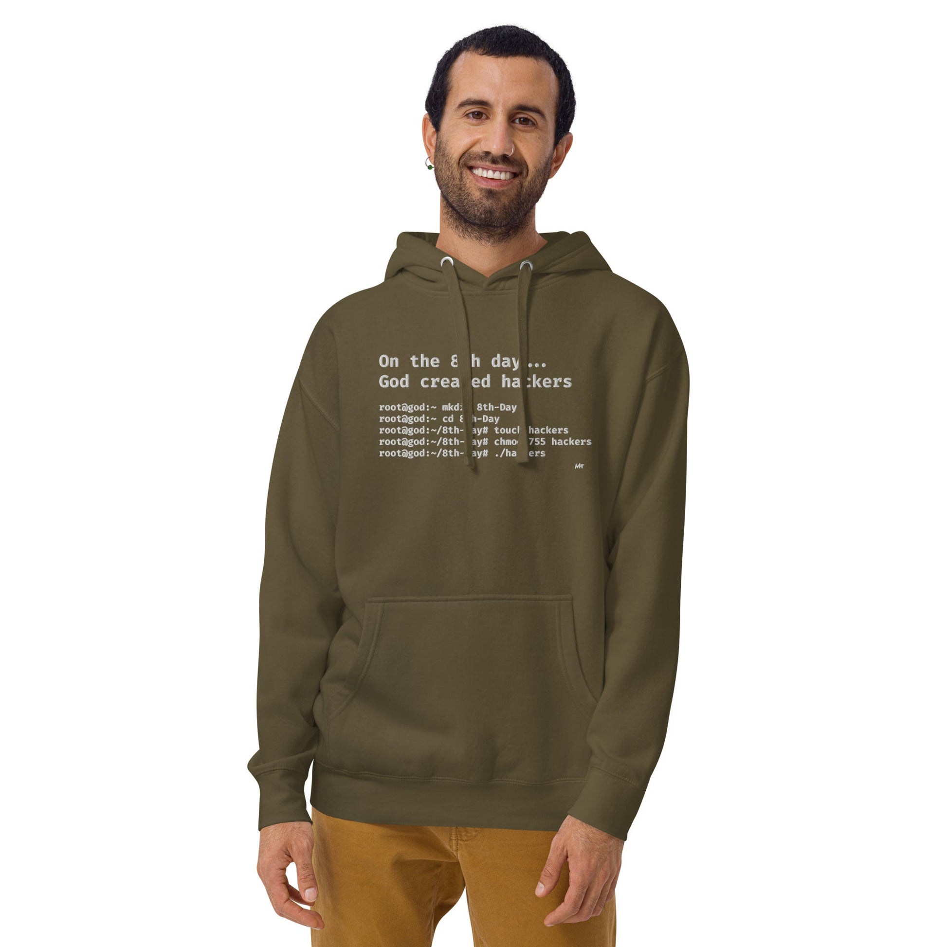 On the 8th day God created hackers - Unisex Hoodie (embroidered) by DarkByteGear