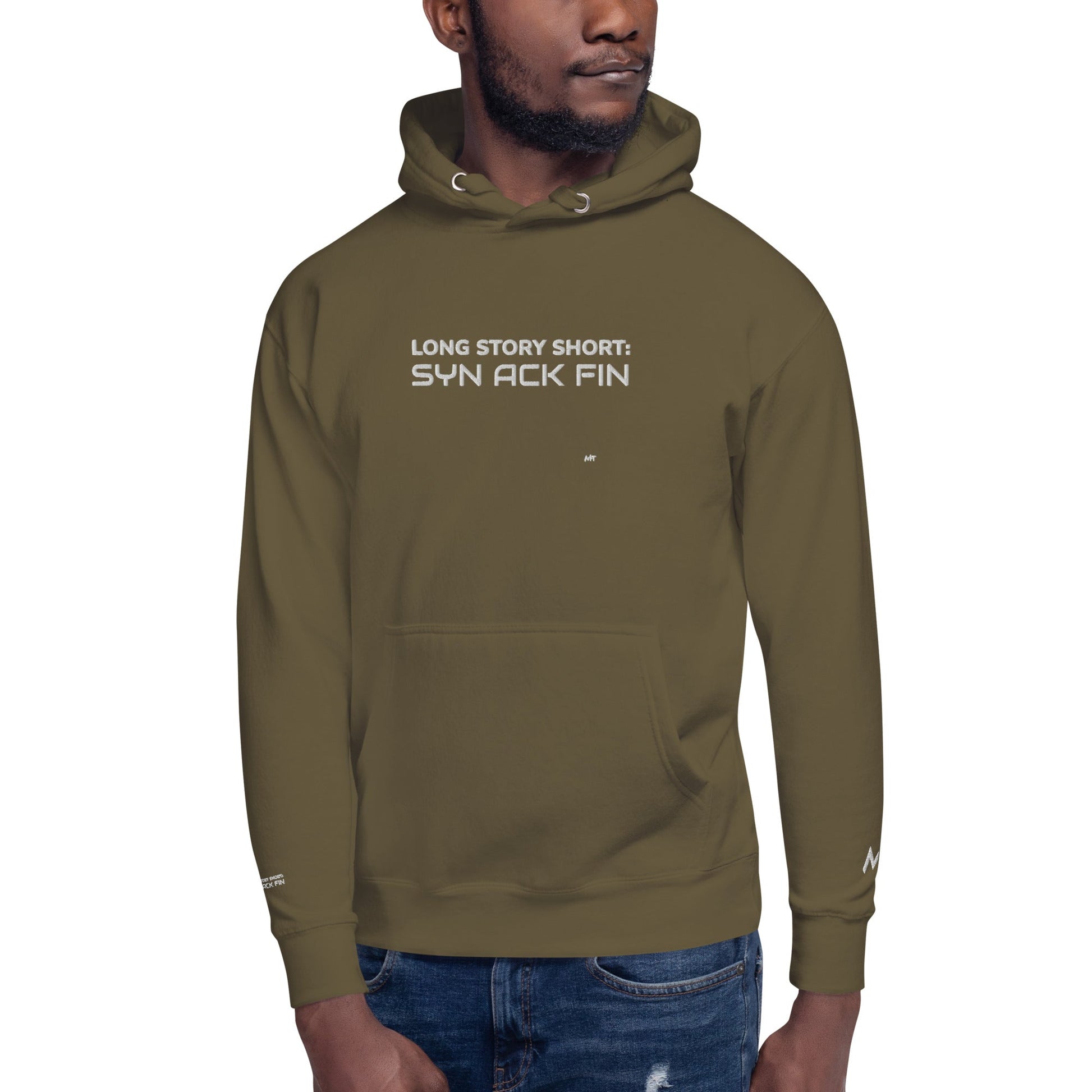 Long story short - Syn Ack Fin - Unisex Hoodie (Embroidery) by DarkByteGear