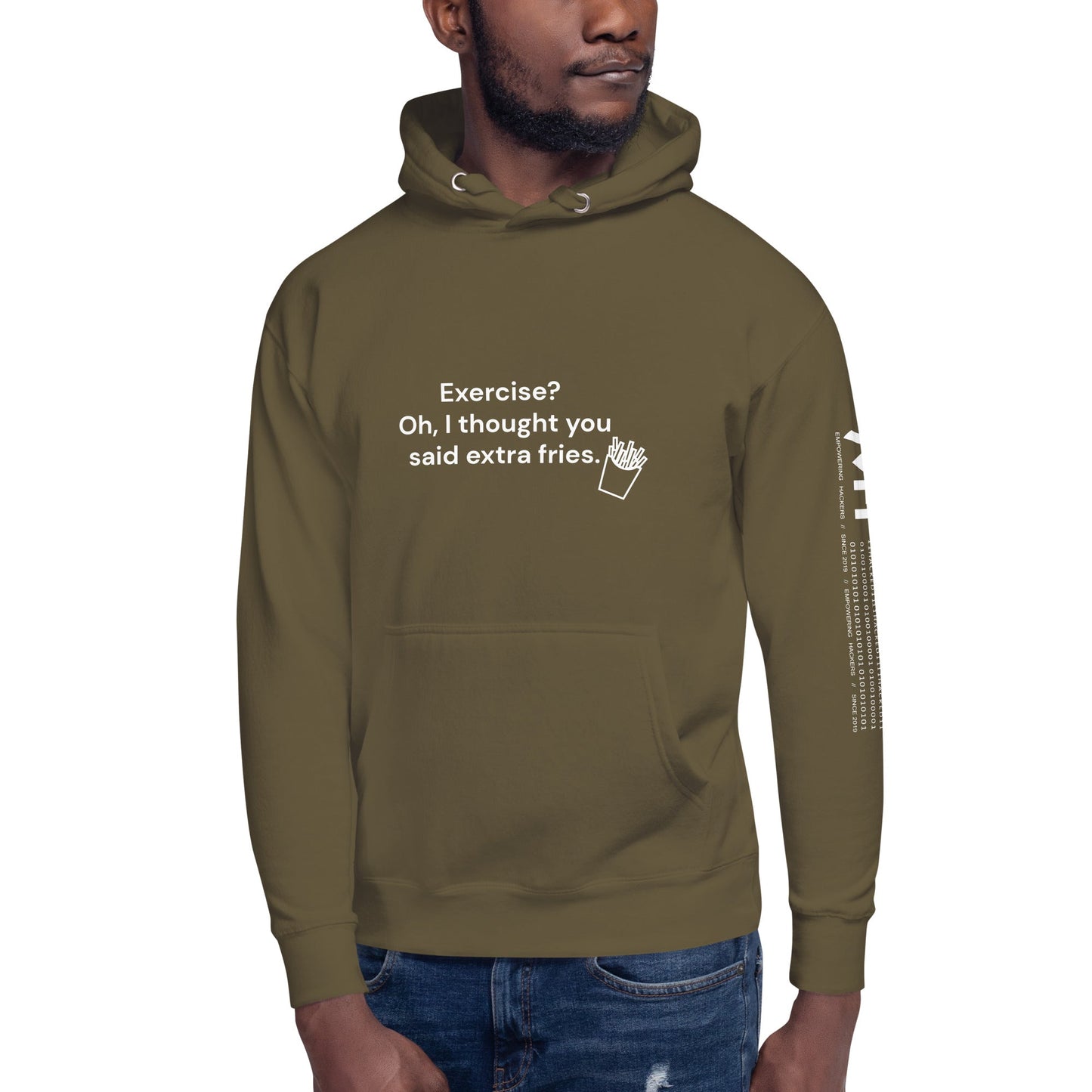 Exercise? Oh, I thought you said extra fries - Unisex Hoodie by DarkByteGear
