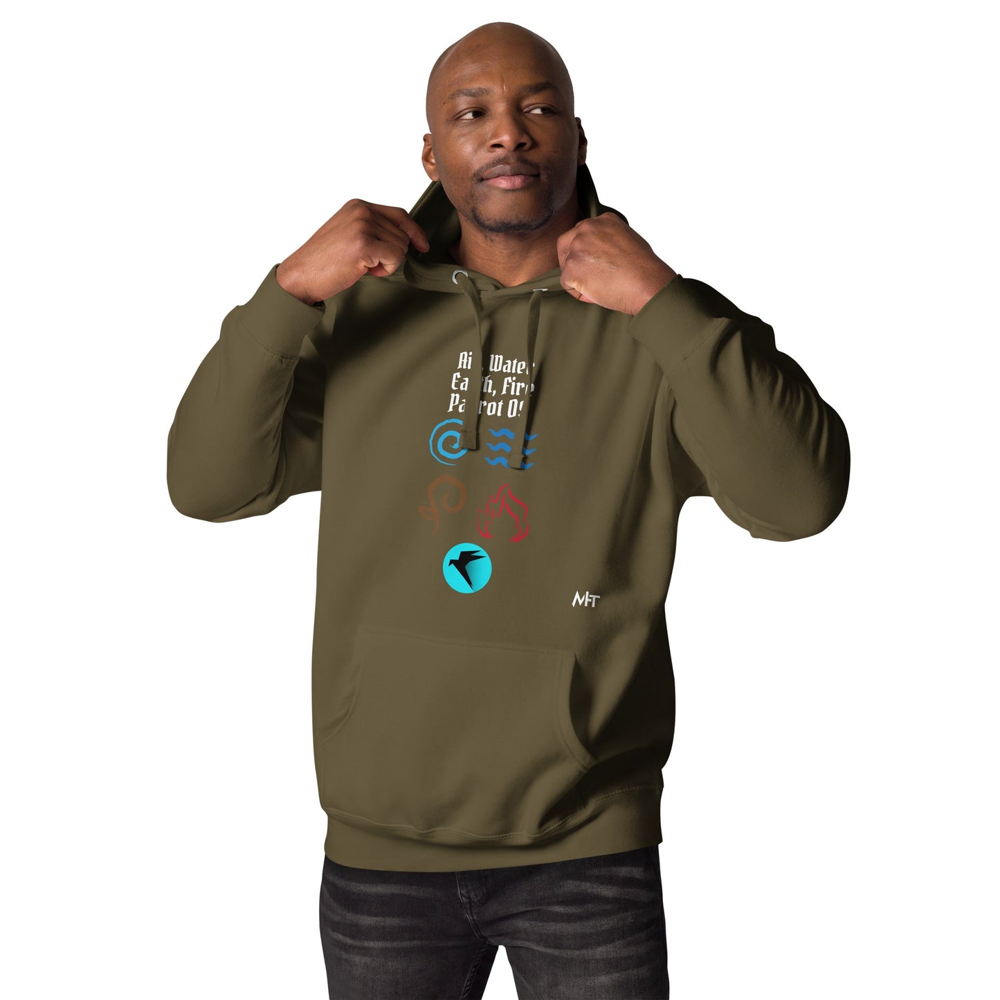 Air, Water, Earth, Fire, Parrot OS - Unisex Hoodie by DarkByteGear