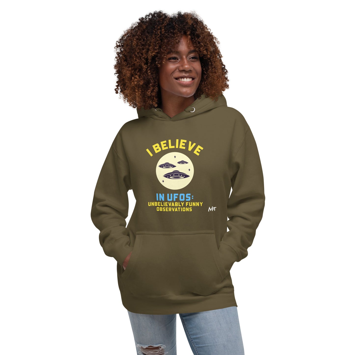 I believe in UFOs Unbelievably Funny Observations - Unisex Hoodie by DarkByteGear