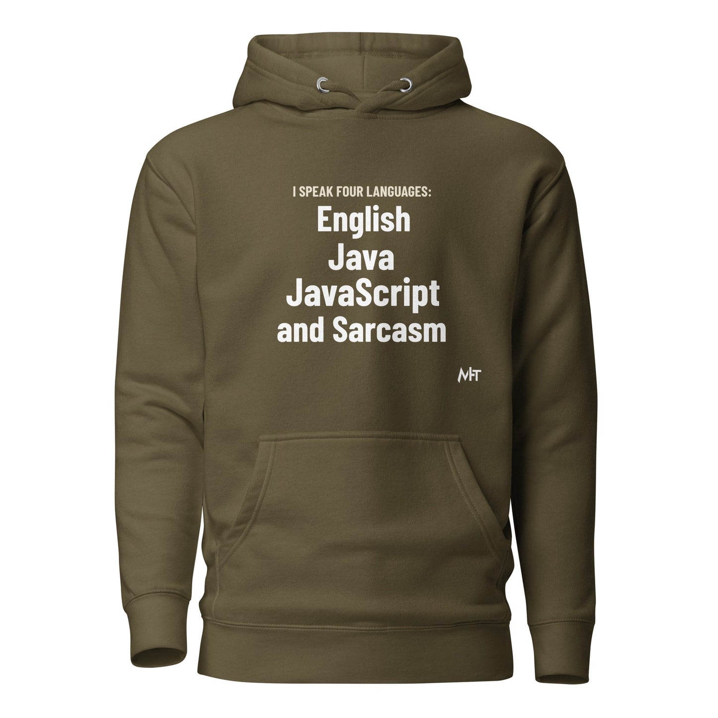 I speak four languages English, Java, JavaScript, and sarcasm - Unisex Hoodie by DarkByteGear