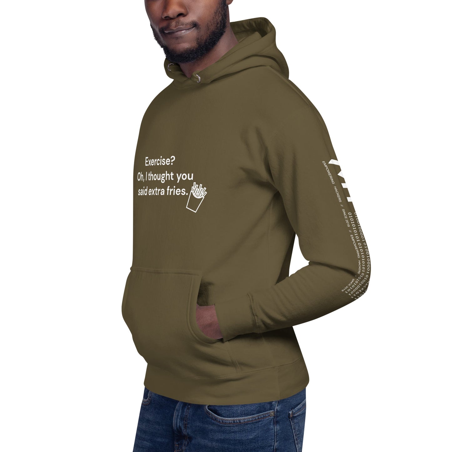 Exercise? Oh, I thought you said extra fries - Unisex Hoodie by DarkByteGear