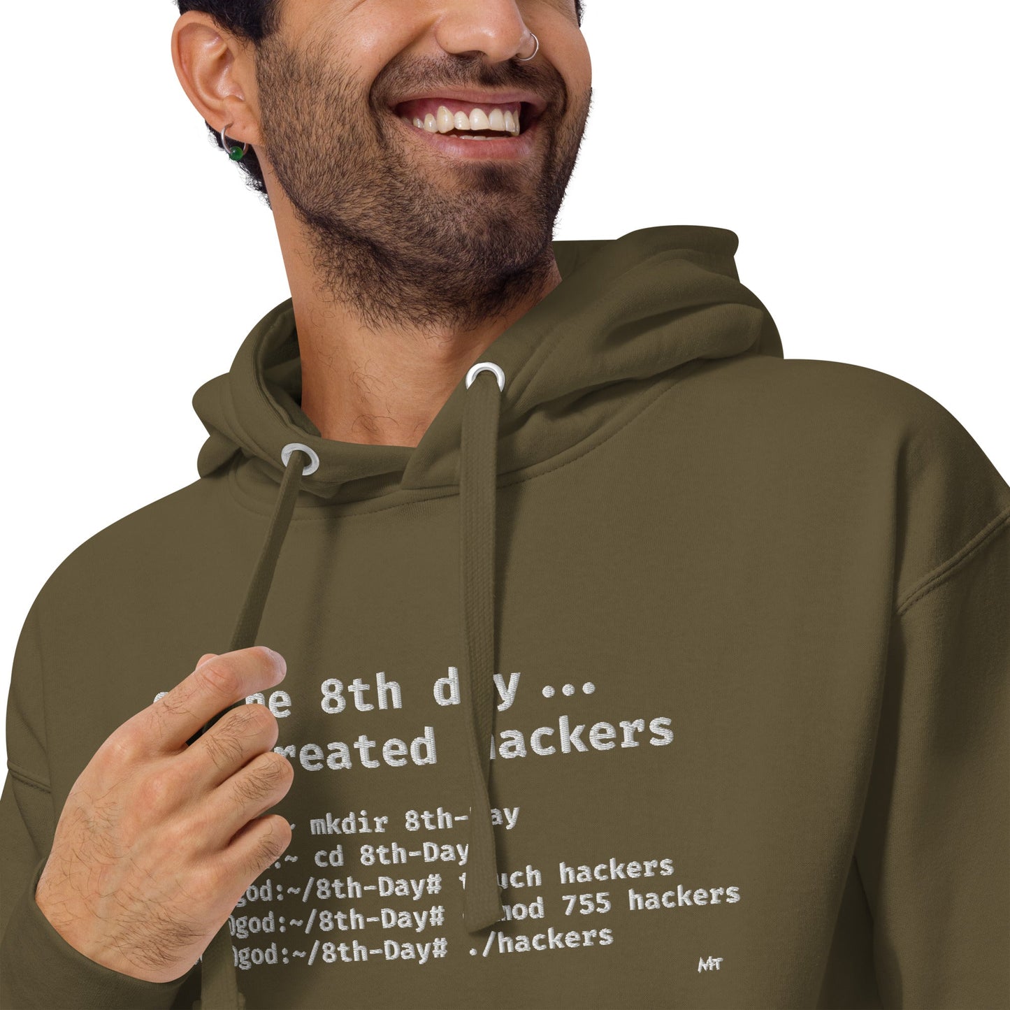 On the 8th day God created hackers - Unisex Hoodie (embroidered) by DarkByteGear