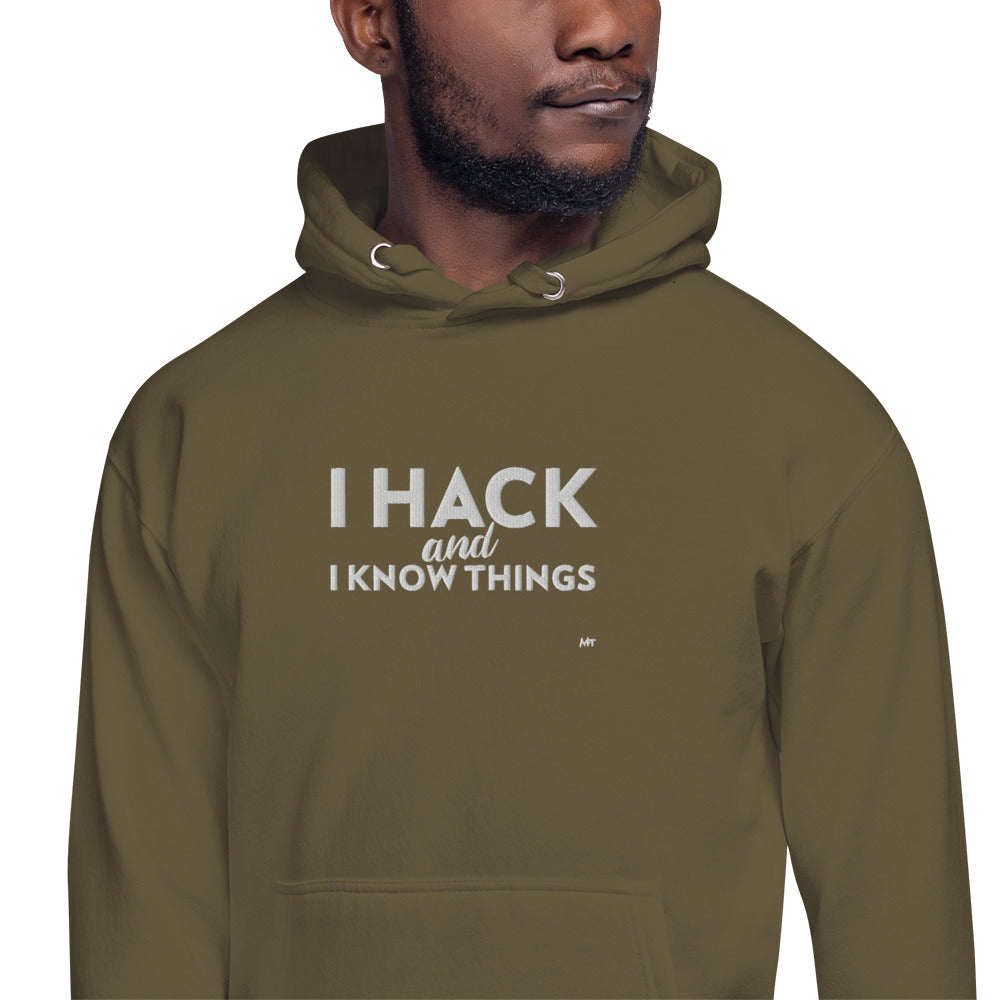 I hack and I know things - Unisex Hoodie (embroidered) by DarkByteGear
