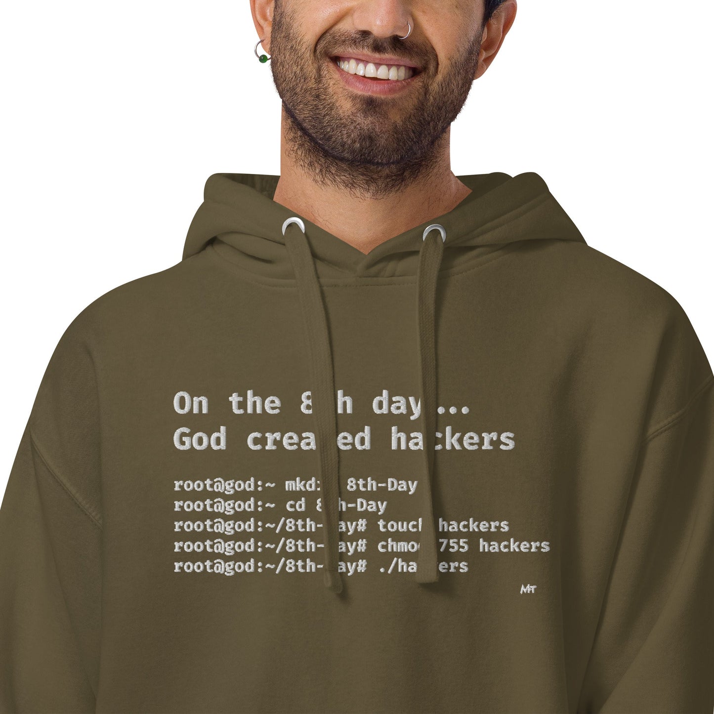On the 8th day God created hackers - Unisex Hoodie (embroidered) by DarkByteGear