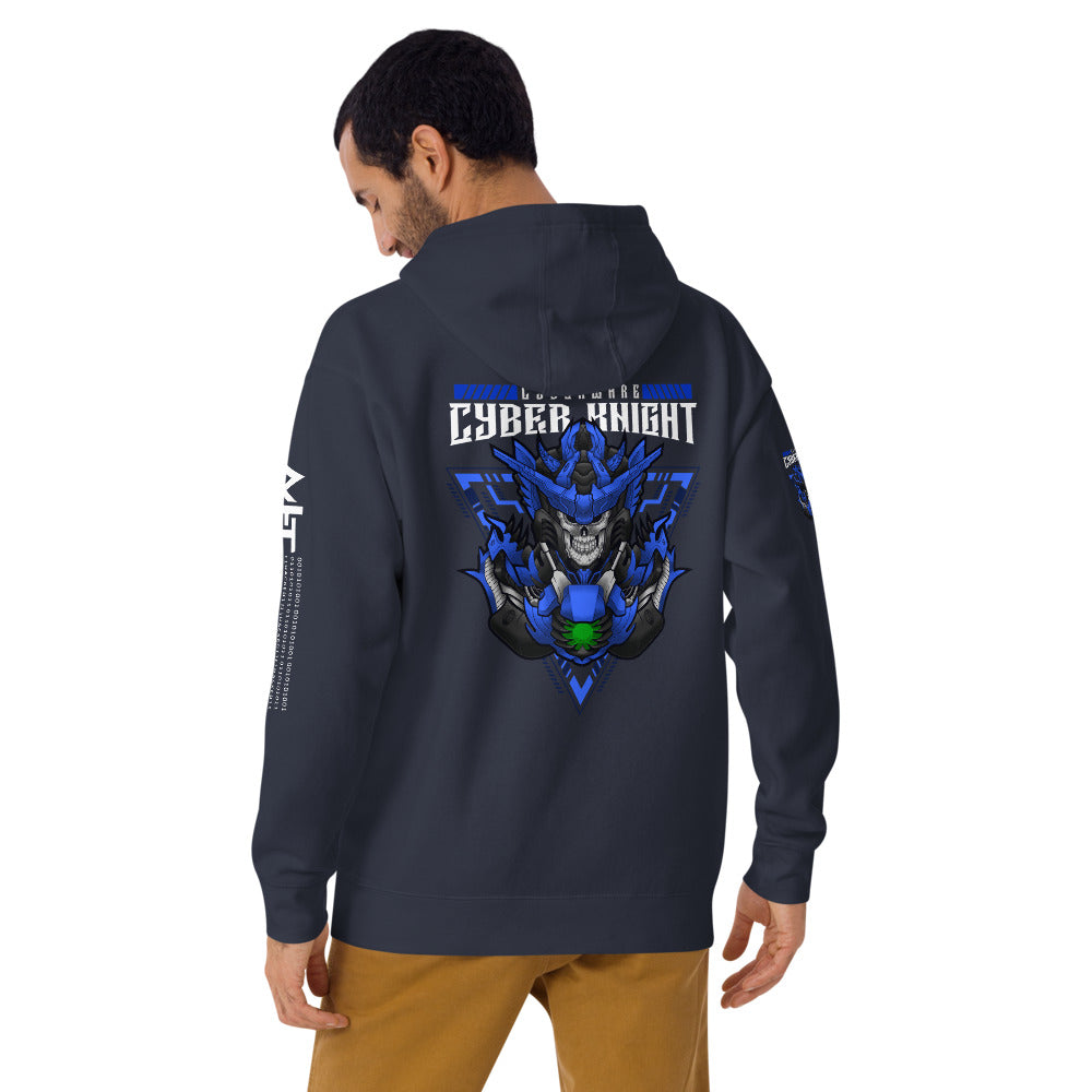 Cyberware Cyber knight - Unisex Hoodie (back print) by DarkByteGear