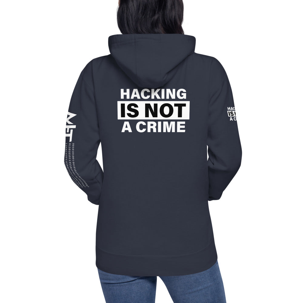 Hacking is not a crime - Unisex Hoodie (back print) by DarkByteGear