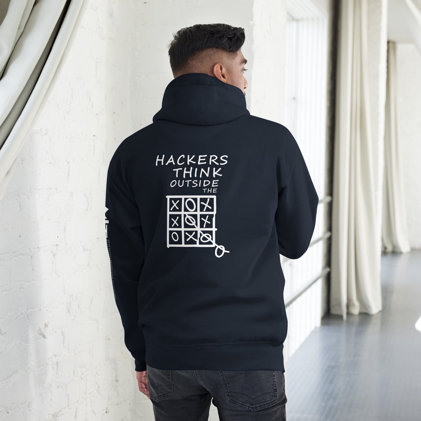 Hackers think outside the box - Unisex Hoodie (back print) by DarkByteGear