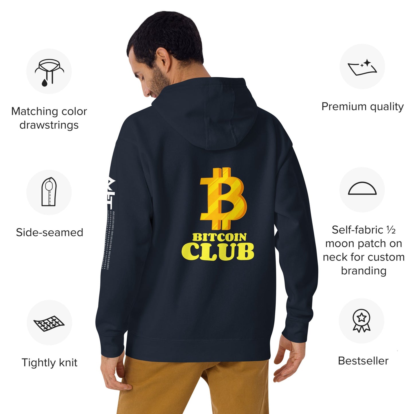 BITCOIN CLUB V5 - Unisex Hoodie ( Back Print ) by DarkByteGear