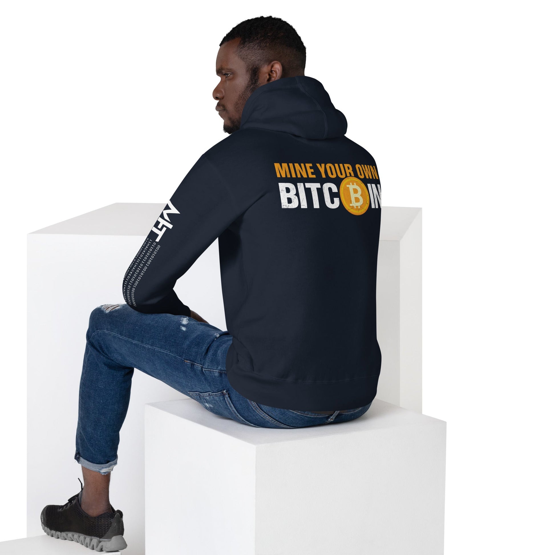 Mind Your Own Bitcoin Unisex Hoodie ( Back Print ) by DarkByteGear
