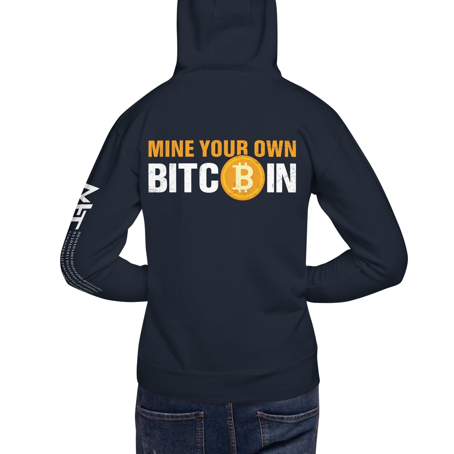 Mind Your Own Bitcoin Unisex Hoodie ( Back Print ) by DarkByteGear