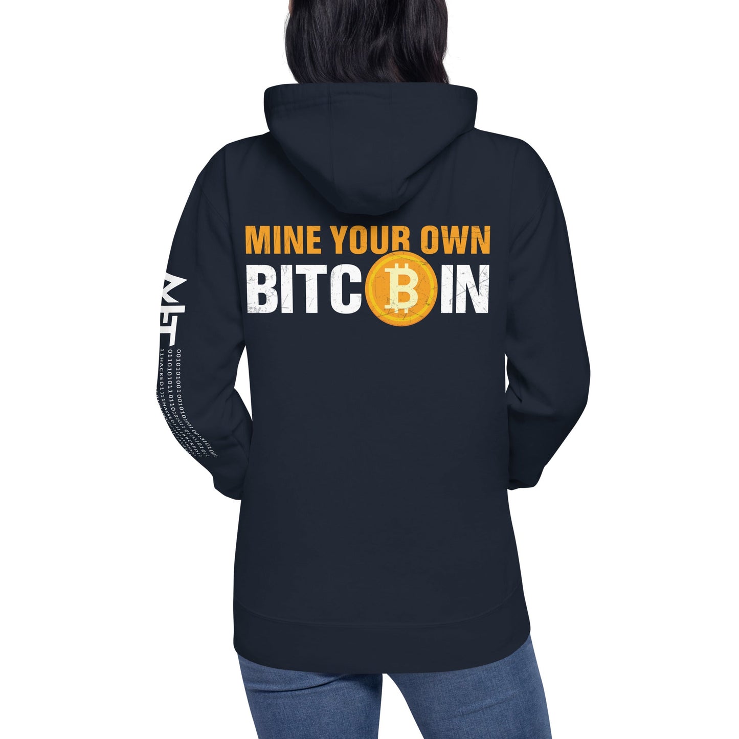 Mind Your Own Bitcoin Unisex Hoodie ( Back Print ) by DarkByteGear