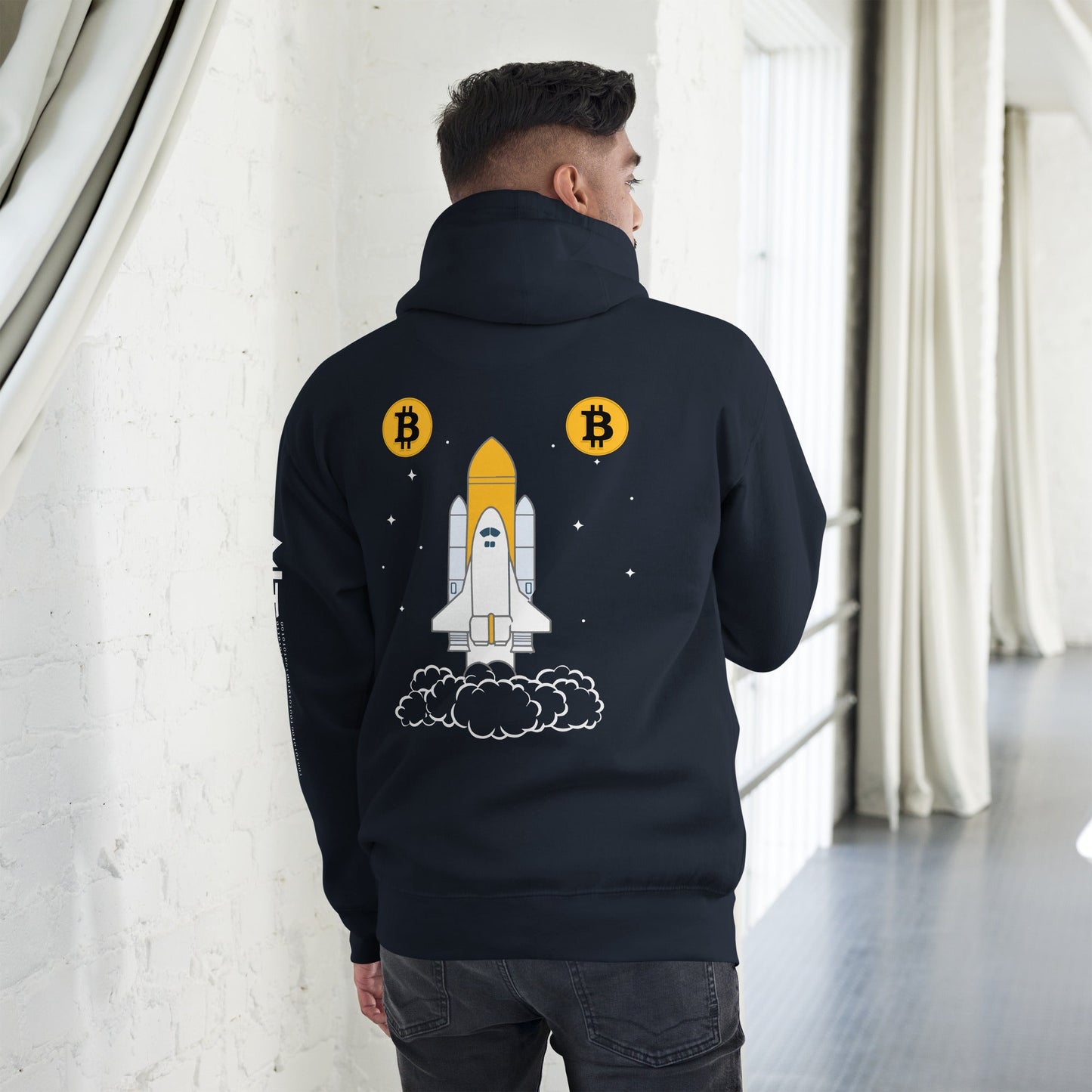 Bitcoin Mobile Unisex Hoodie ( Back Print ) by DarkByteGear