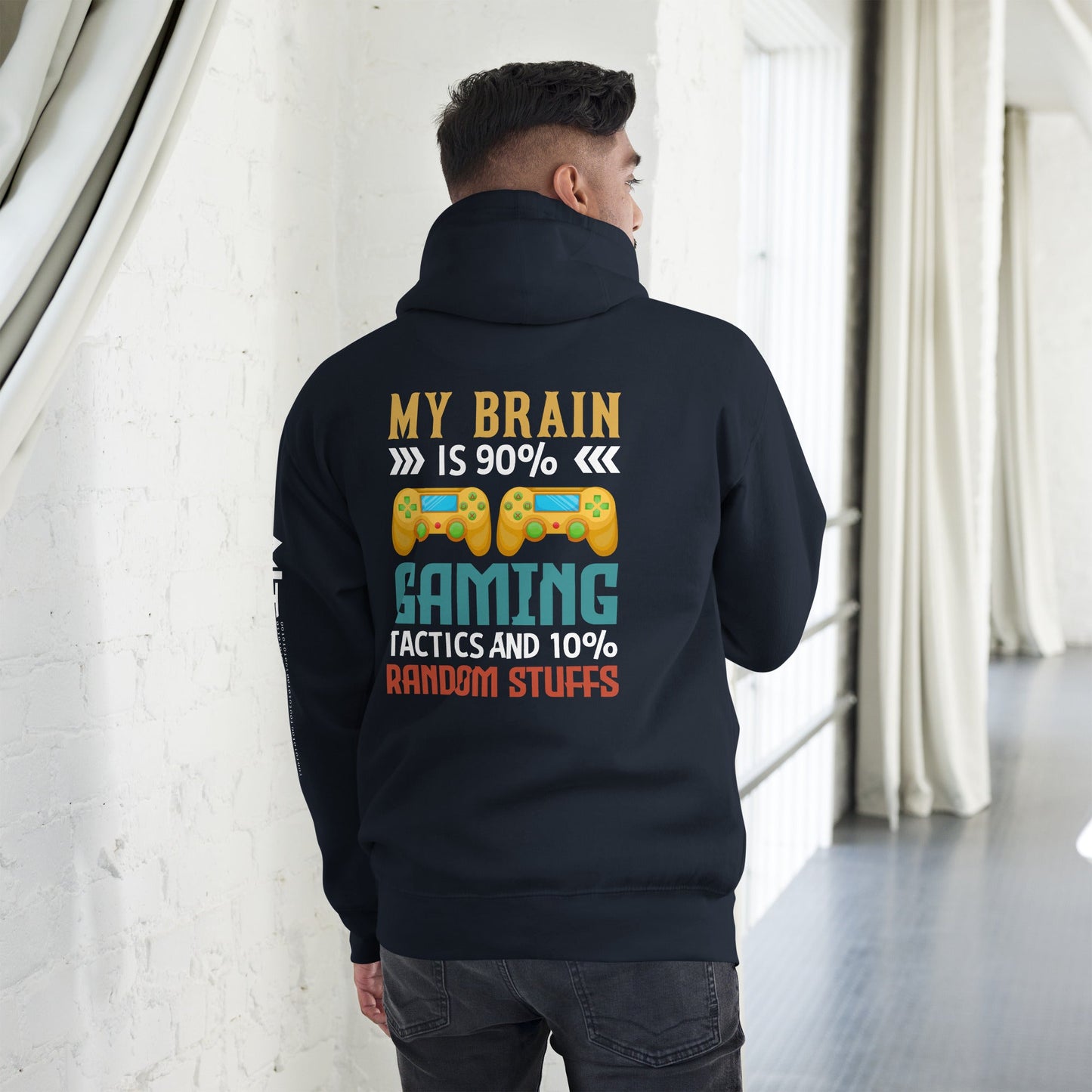 Ar My Brain is 90% Gaming Tactics Unisex Hoodie ( Back Print ) by DarkByteGear