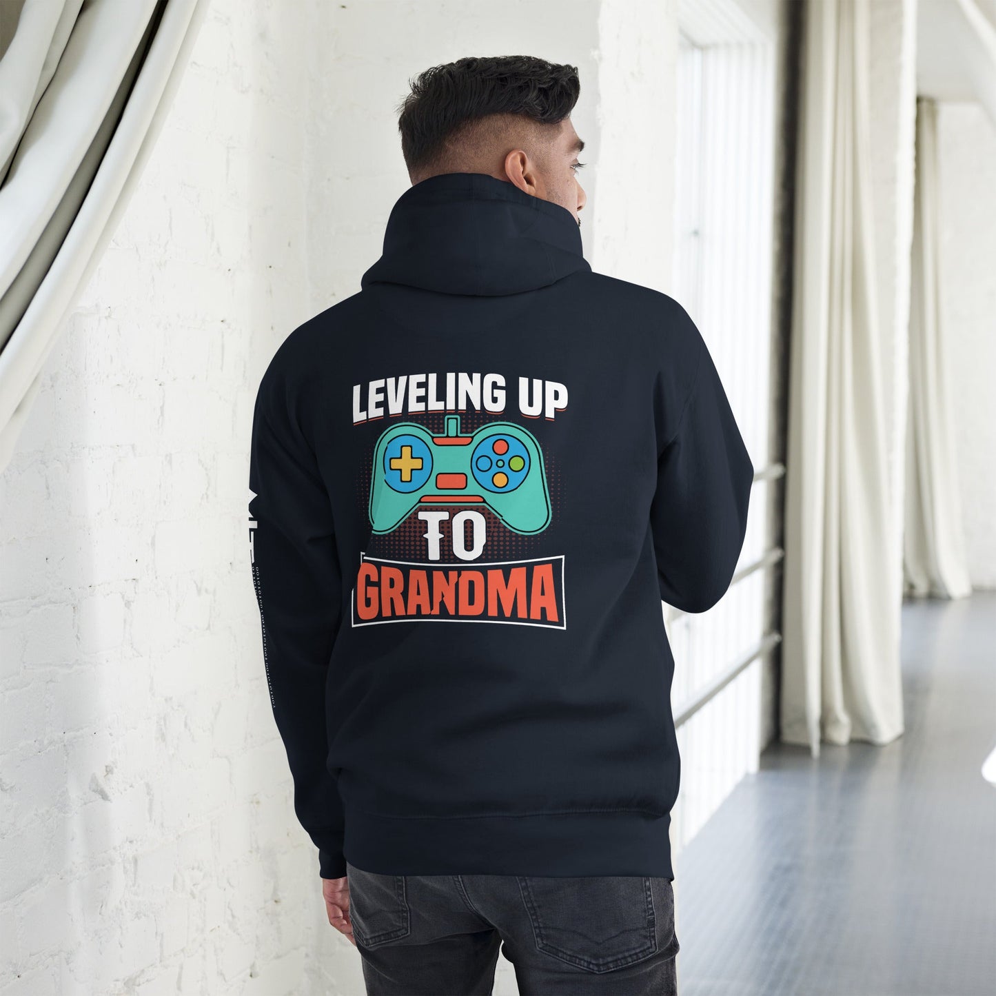 Leveling up to Grandma - Unisex Hoodie ( Back Print ) by DarkByteGear