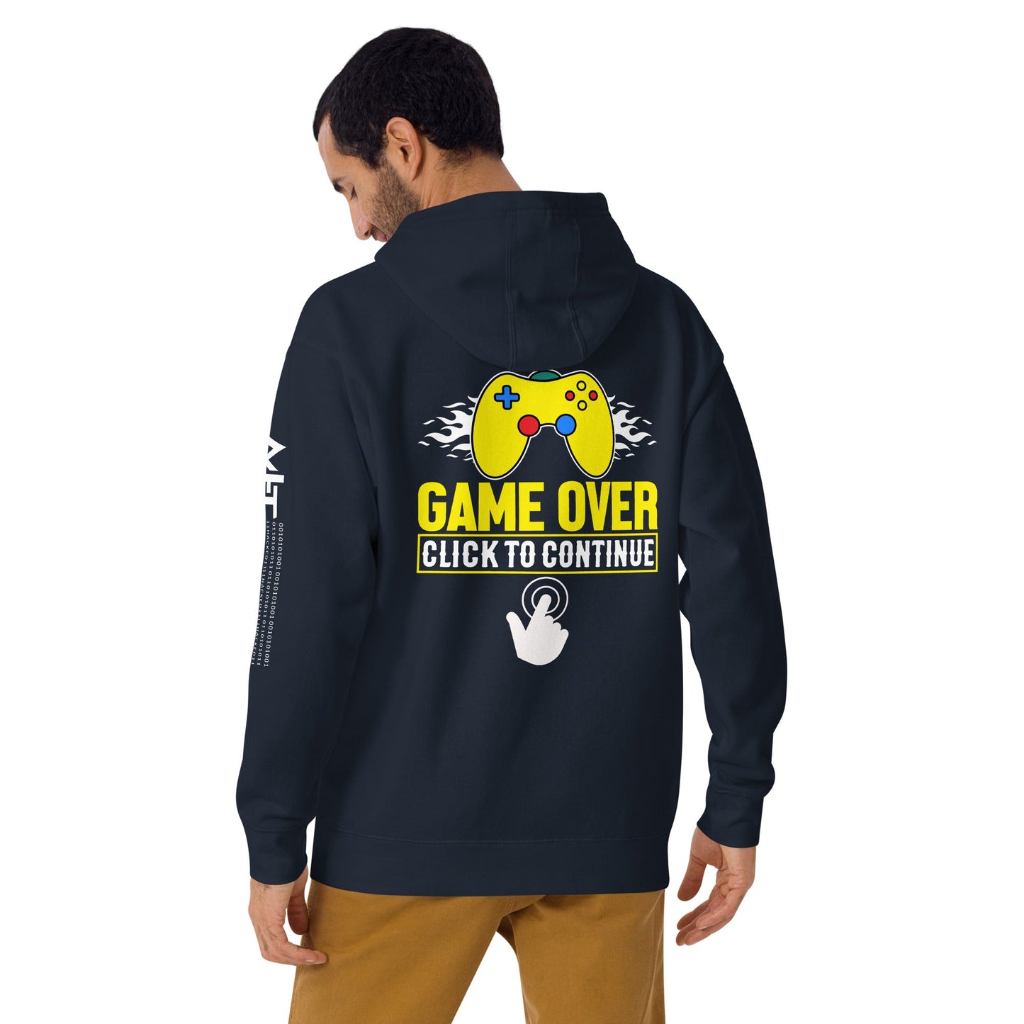 Game Over Click to continue - Unisex Hoodie ( Back Print ) by DarkByteGear