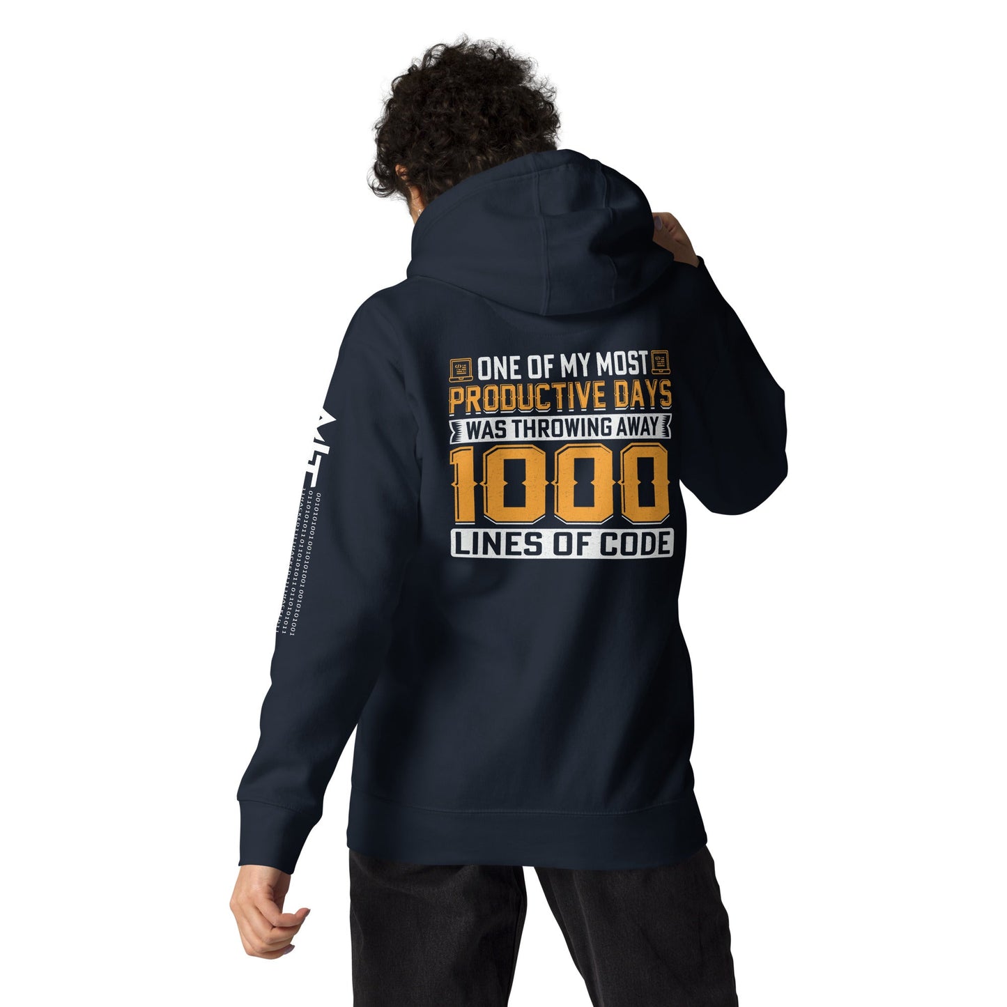 One of My Most Productive Days was throwing away 1000 lines of Code Unisex Hoodie by DarkByteGear