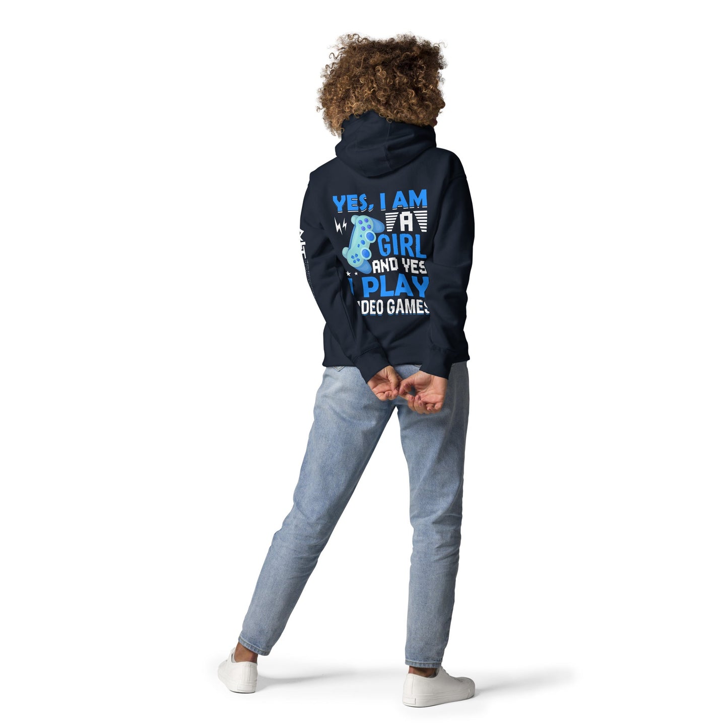 Yes, I am a Girl. Yes! I play Videogame Unisex Hoodie ( Back Print ) by DarkByteGear