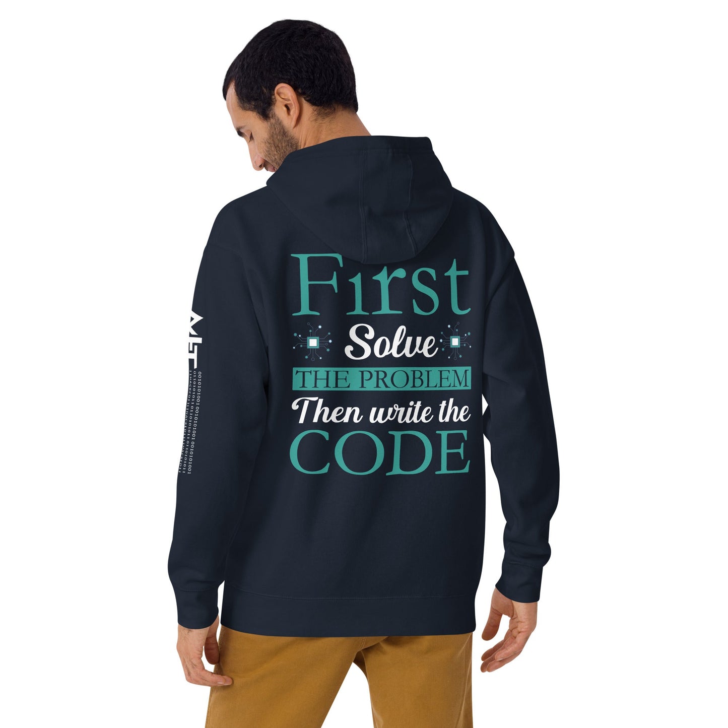 First, Solve the problem; then, Write the code V3 - Unisex Hoodie ( Back Print ) by DarkByteGear
