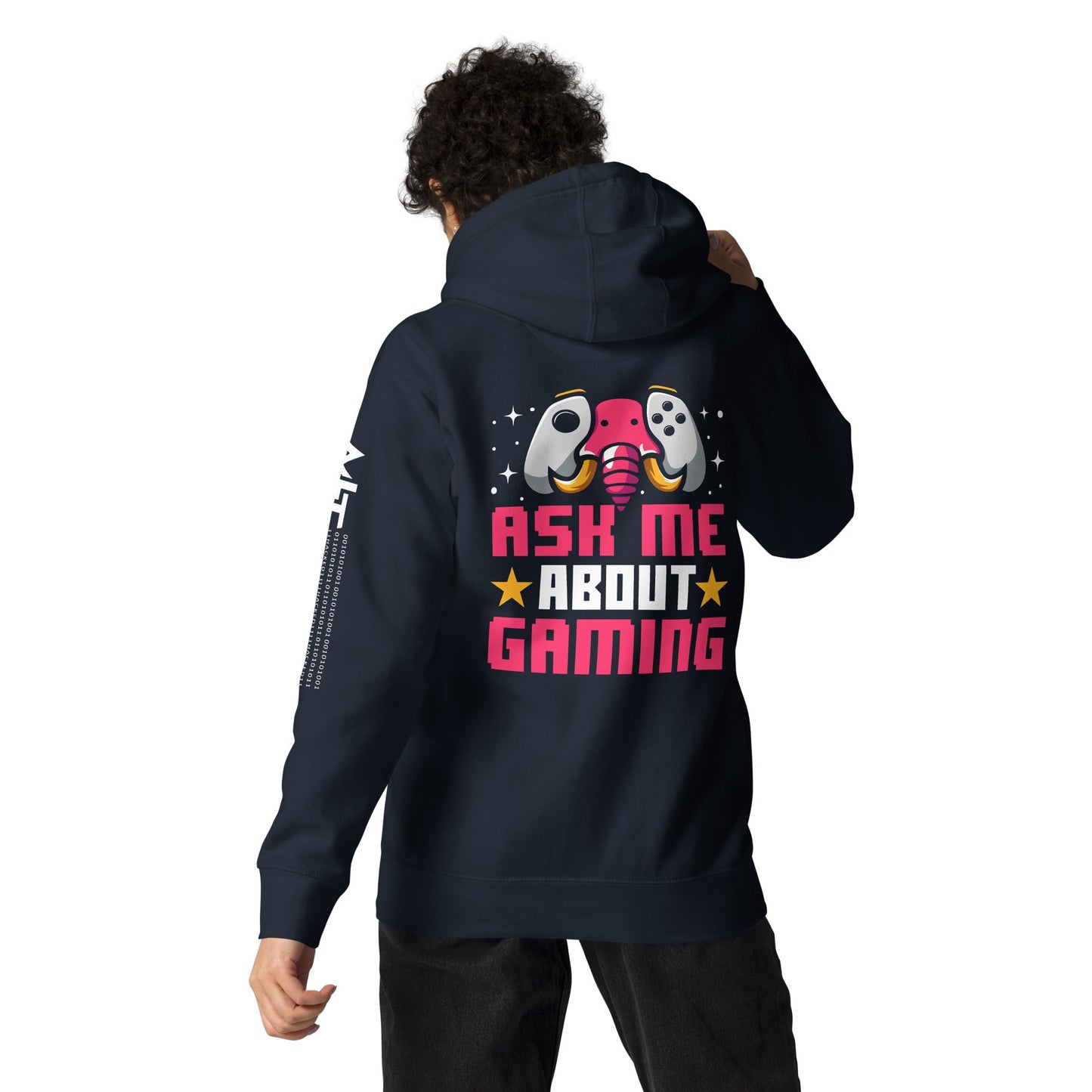 Ask Me About Gaming Unisex Hoodie ( Back Print ) by DarkByteGear