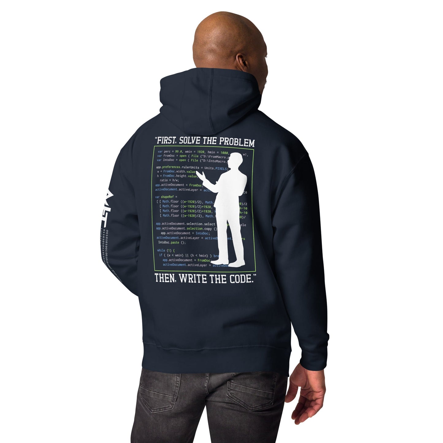 First, Solve the problem; then, Write the code V5 - Unisex Hoodie ( Back Print ) by DarkByteGear