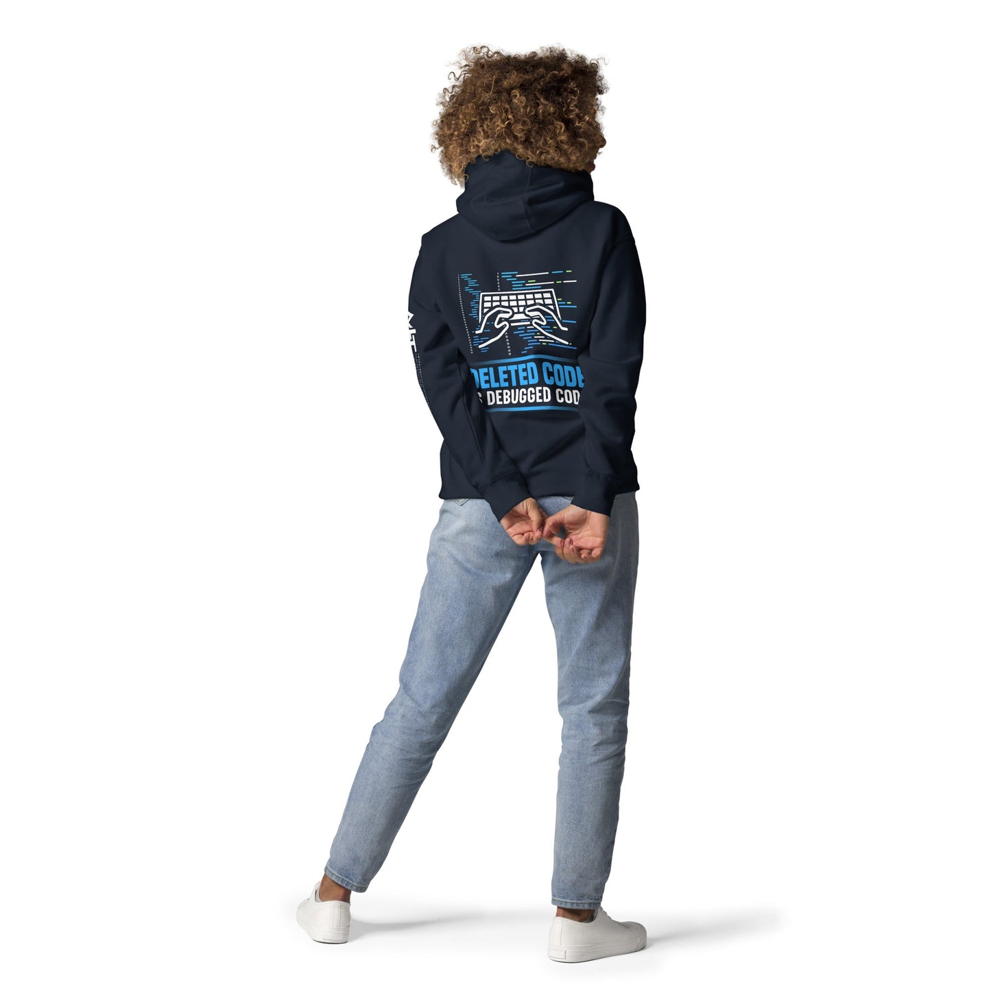 Deleted Code is Debugged Code Unisex Hoodie ( Back Print ) by DarkByteGear