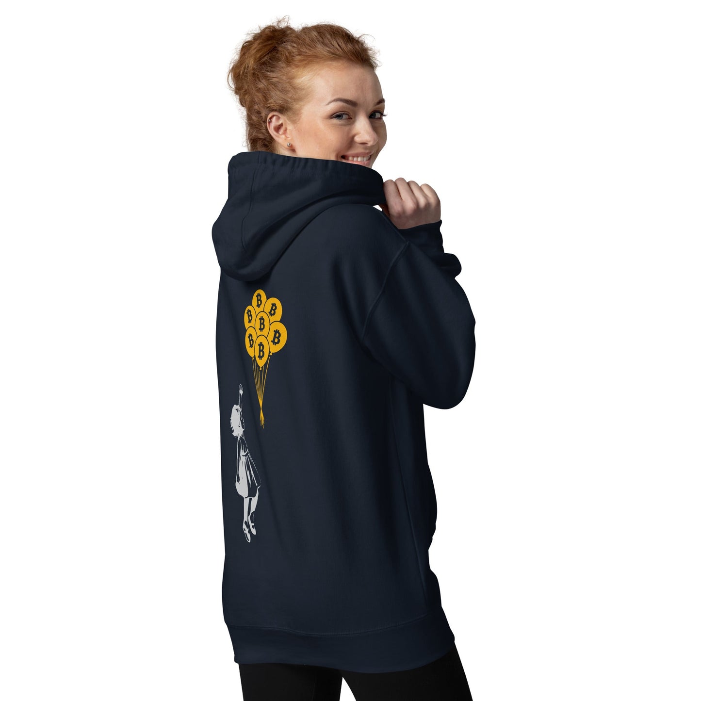 Bitcoin Little Girl Unisex Hoodie ( Back Print ) by DarkByteGear