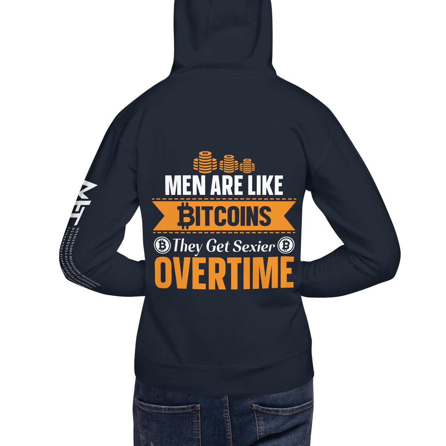 Men are like Bitcoin - Unisex Hoodie ( Back Print ) by DarkByteGear