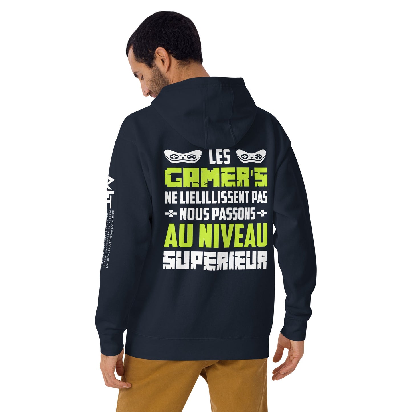 Les Gamer's Au Niveau Unisex Hoodie ( Back Print ) by DarkByteGear