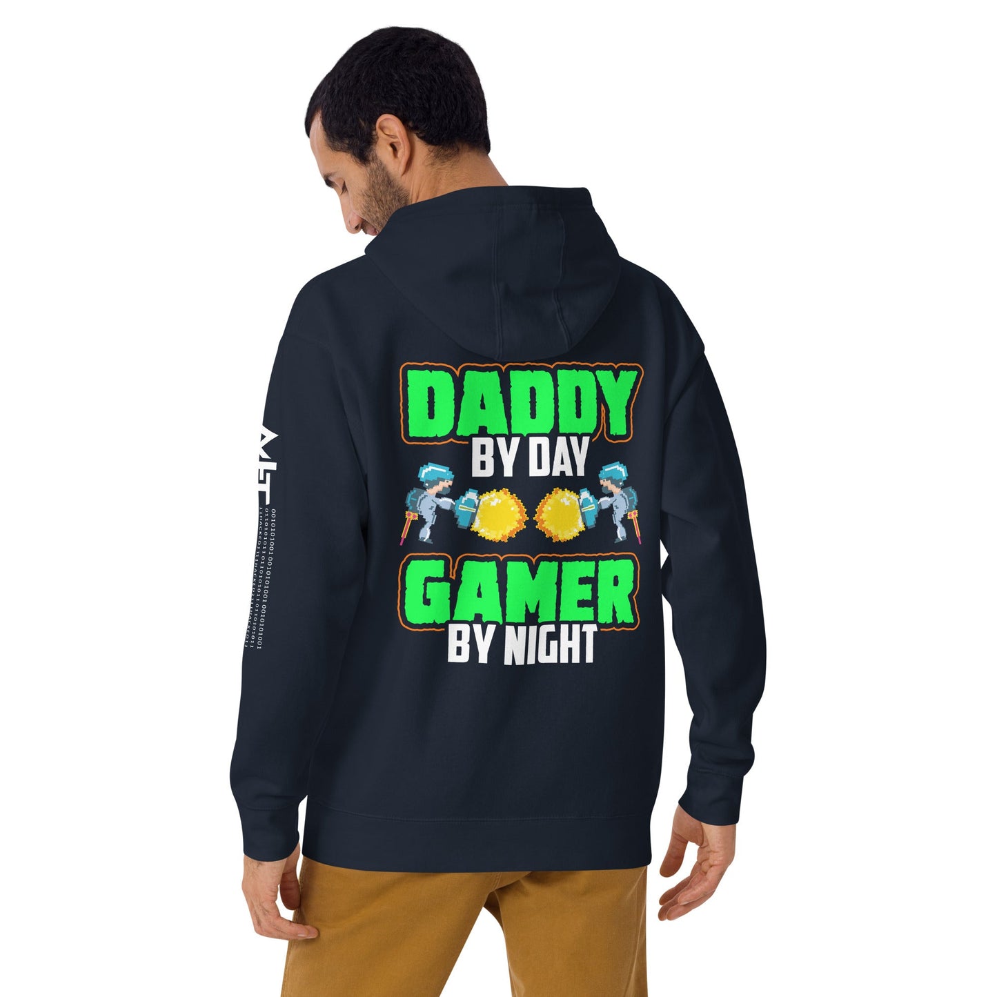 Daddy by Day, Gamer by Night Unisex Hoodie ( Back Print ) by DarkByteGear