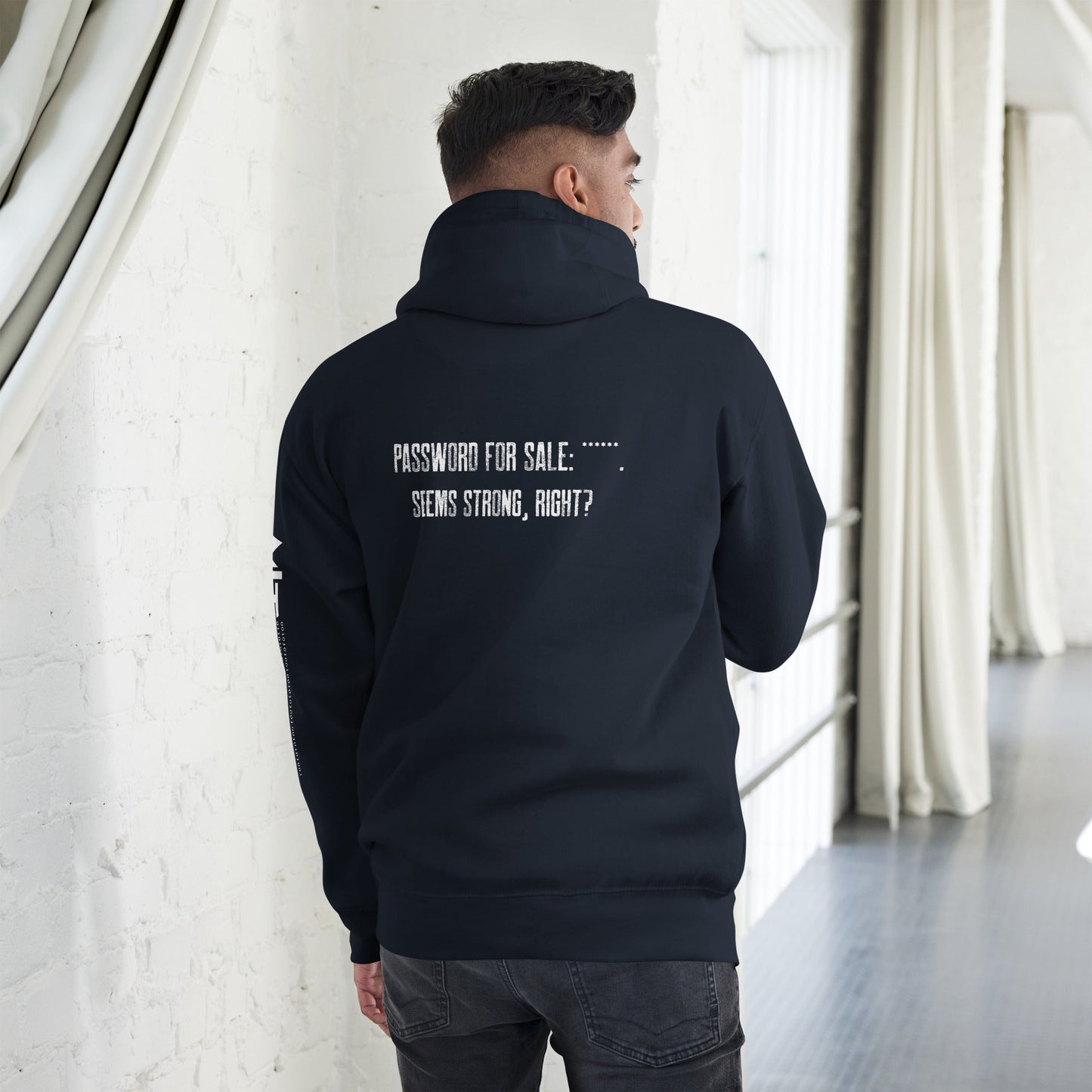 Password for sale . Seems strong, right? - Unisex Hoodie ( Back Print ) by DarkByteGear