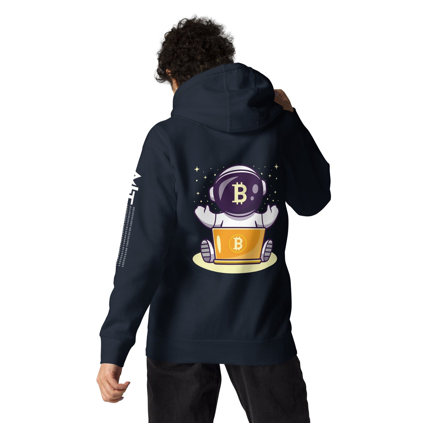 Bitcoin Astronaut - Unisex Hoodie ( Back Print ) by DarkByteGear