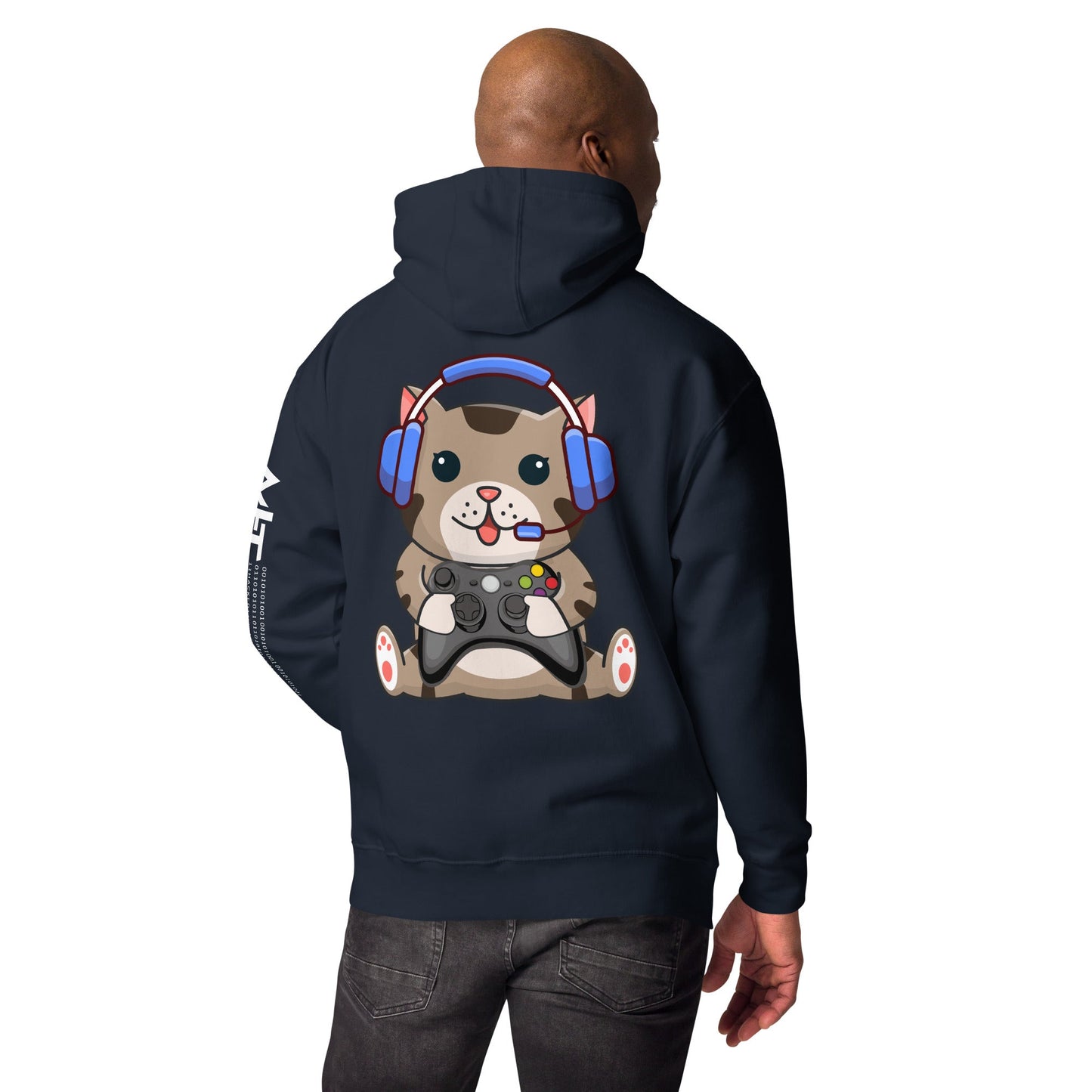 Gamer Cat - Unisex Hoodie ( Back Print ) by DarkByteGear