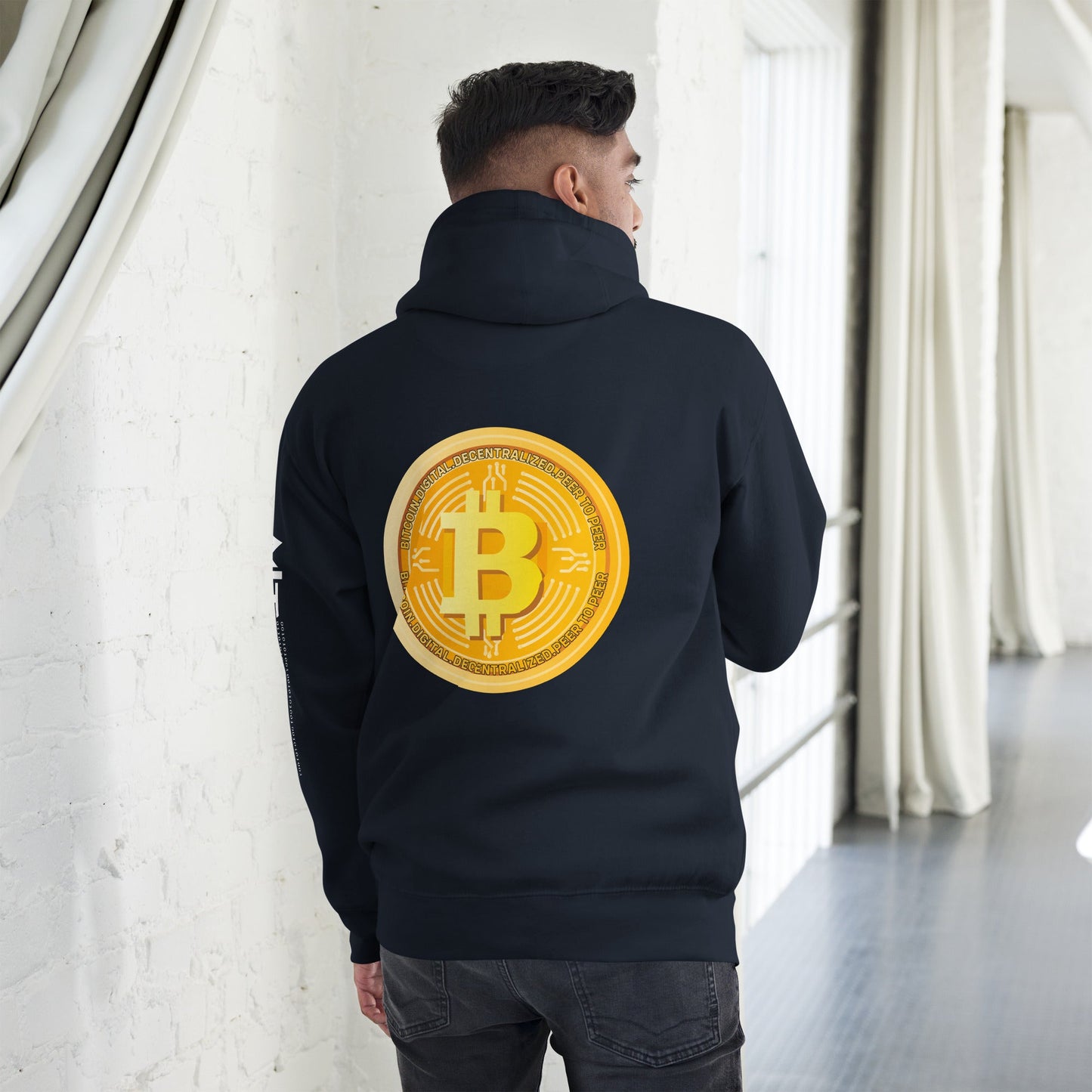 Bitcoin Medal - Unisex Hoodie ( Back Print ) by DarkByteGear
