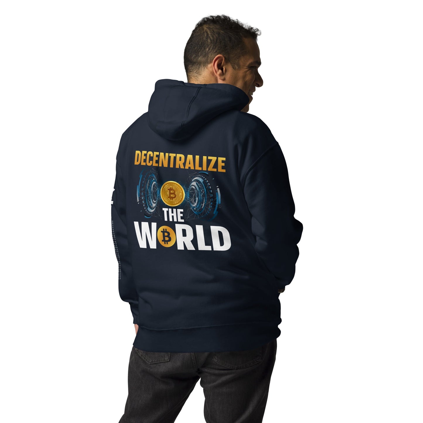 Decentralize the World - Unisex Hoodie ( Back Print ) by DarkByteGear