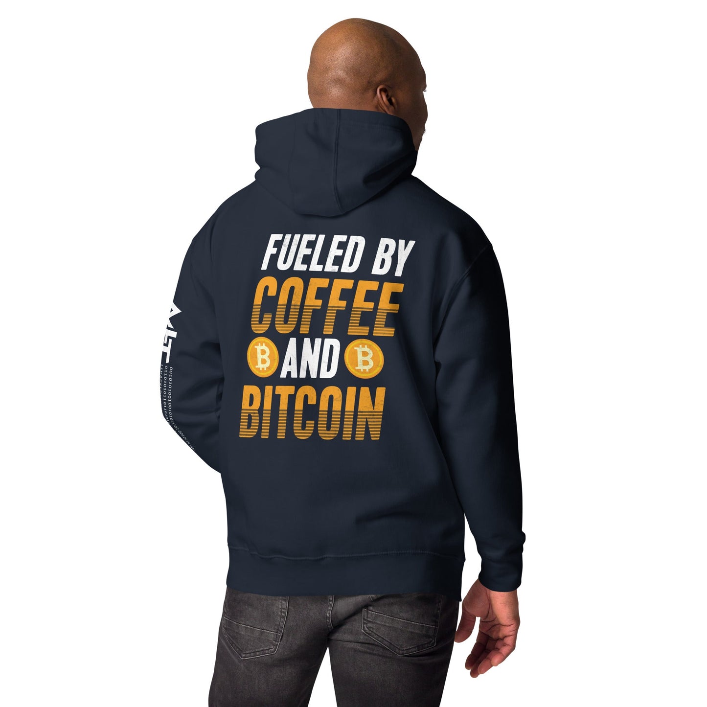 Fueled by Coffee and Bitcoin - Unisex Hoodie ( Back Print ) by DarkByteGear