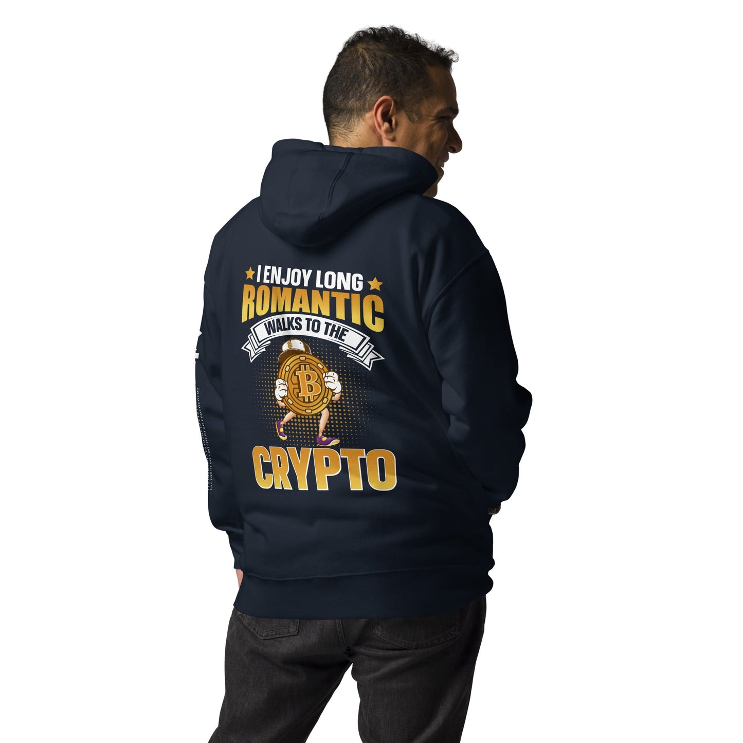 I enjoy long Romantic Walk with Crypto - Unisex Hoodie ( Back Print ) by DarkByteGear