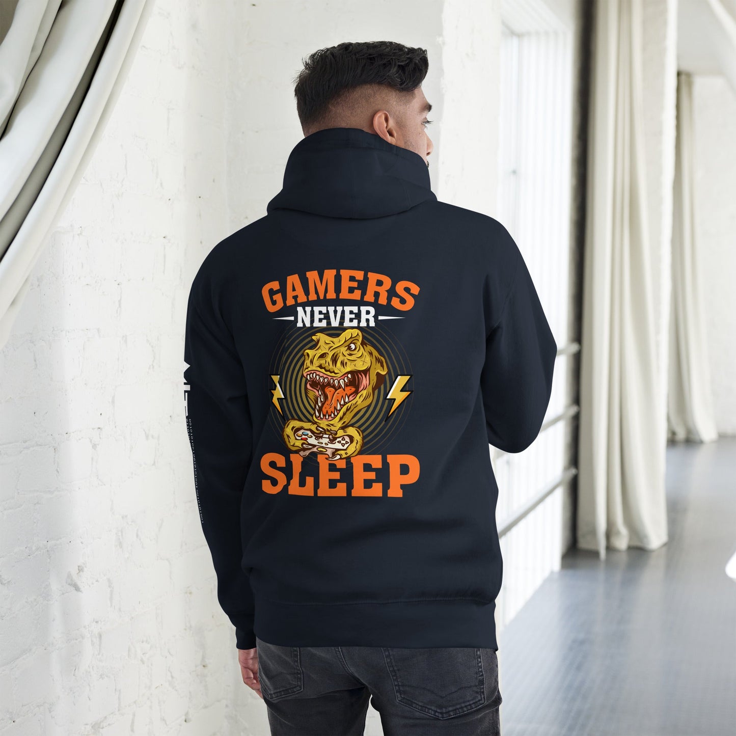 Gamers never sleep V2 - Unisex Hoodie ( Back Print ) by DarkByteGear