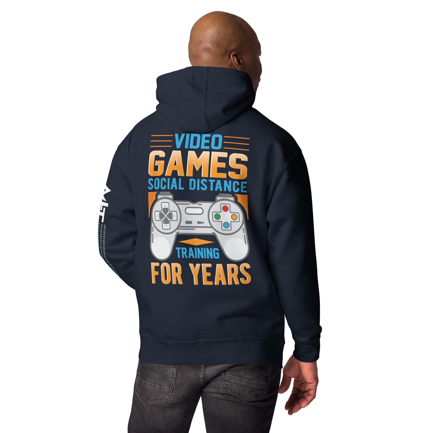 Video Games Social Distance Training for years ( Orange ) - Unisex Hoodie ( Back Print ) by DarkByteGear