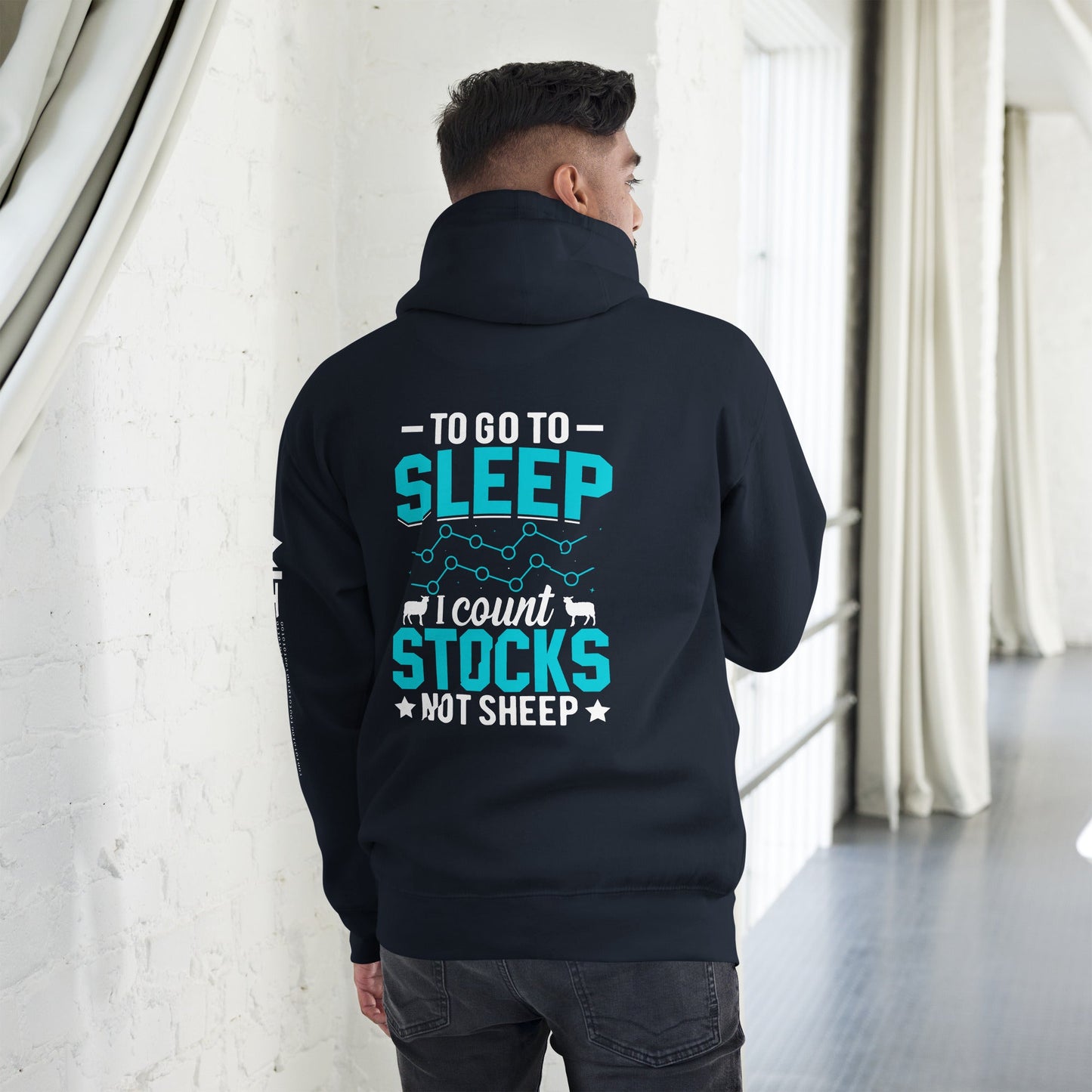 To go to sleep, I count stocks not sheep (DB) - Unisex Hoodie ( Back Print ) by DarkByteGear